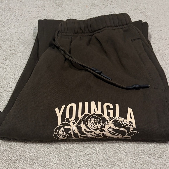 YoungLA Brown Joggers with Graphic Design - Picture 7 of 8